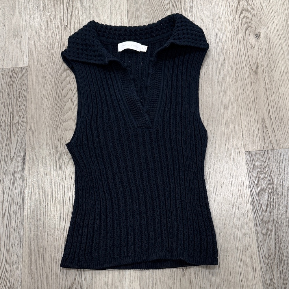 Jonathan Simkhai Navy V-Neck Sleeveless Sweater